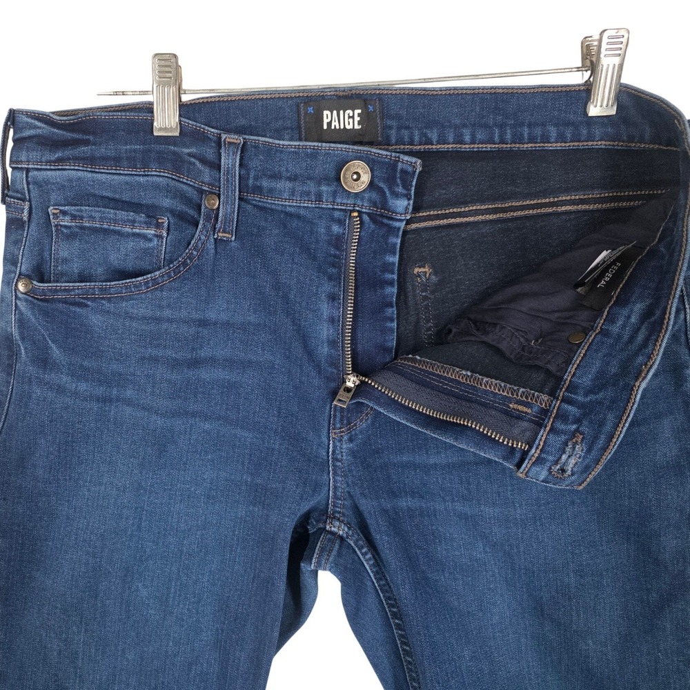 Paige Federal Blue Jeans Slim Straight Mens 33x33 (fits 32-34) Soft Stretch $209 - Picture 6 of 14